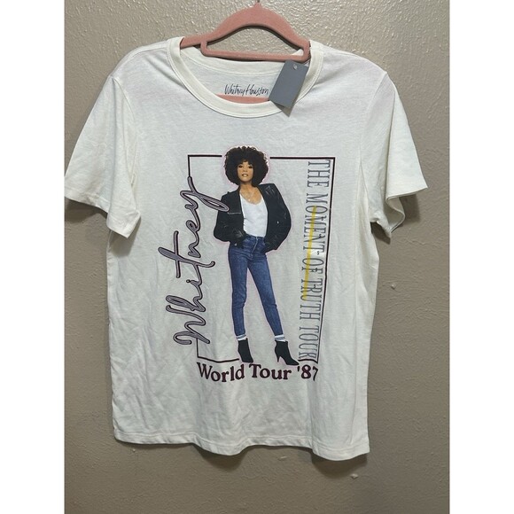 Whitney Houston The Moment of Truth Tour 87 T-Shirt White Graphic‎ Tee - Picture 1 of 5